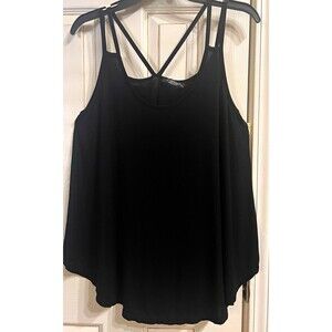 Camisa Black Strappy Scoop Neck Sleeveless Camisole Tank Swing Top Women’s M